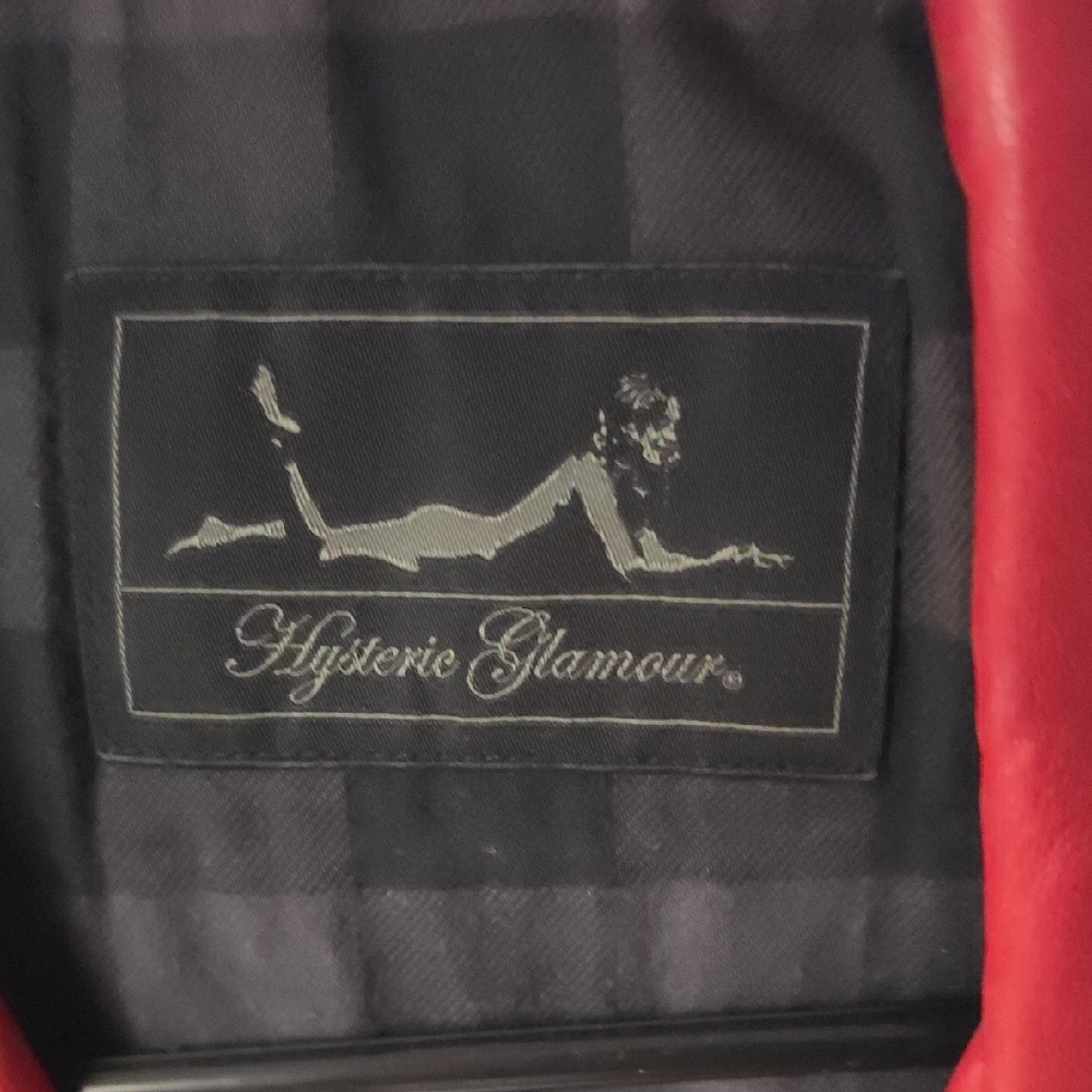 Hysteric Glamour Red Asymmetrical Leather Biker Jacket - Picture 2 of 5